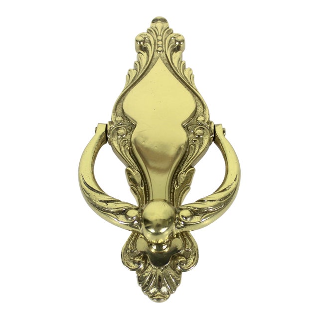 Vintage Art Nouveau Style Solid Brass Door Knocker, Ornate For Sale