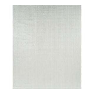 Rug & Kilim’s Oversized Textural Rug in Solid White and Silver-Gray Striae - 13x16 For Sale