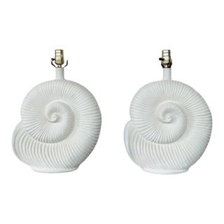 Vintage Plaster Shell Lamps in the Style of Jean-Charles Moreux, Set of 2 For Sale