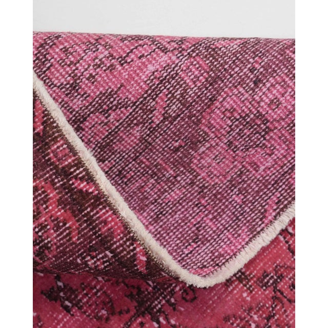 Pink 1970s Vintage Turkish Oushak Handmade Wool Cotton Pink Area Rug For Sale - Image 8 of 11