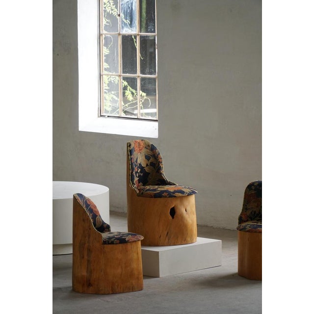 Swedish Stump Chair in Pine and Floral Upholstery, 1960s For Sale - Image 15 of 18