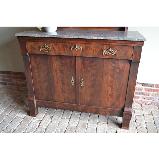 Brown Mahogany Empire Folding Buffet with Marble Top For Sale - Image 8 of 9