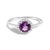 Contemporary 10K White Gold Purple Amethyst and 3/8 Cttw Diamond Halo Jewelry Set (Earrings, Pendant & Ring) For Sale - Image 3 of 6