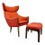 Mid Century Scandinavian Modern Hans Wegner Style Wingback Lounge Chair and Ottoman For Sale