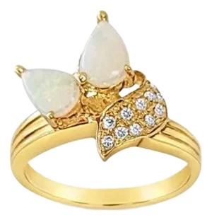 Pear Shaped Opal Diamond Ring, Size 7