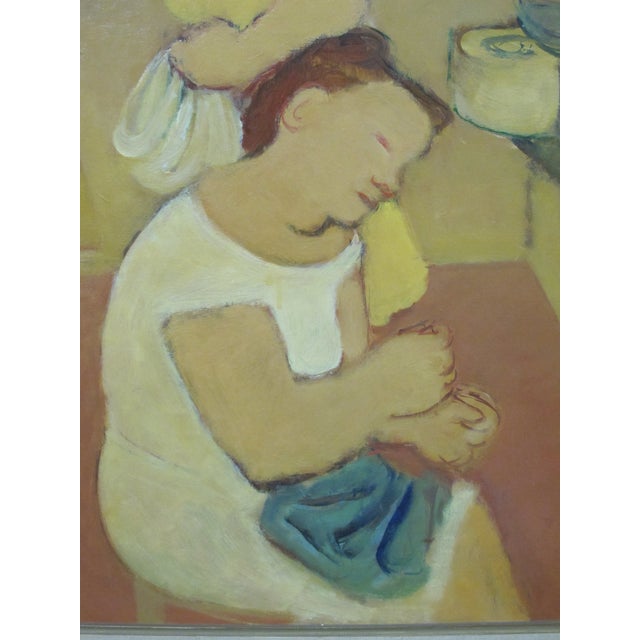 Figurative Maurice Savin French Signed Framed Oil Painting 2 Women Interior Avec Femme For Sale - Image 3 of 7