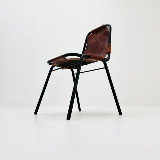 Black Bauhaus Les Arcs Cognac Leather Chair by Charlotte Perriand, 1980s For Sale - Image 8 of 11