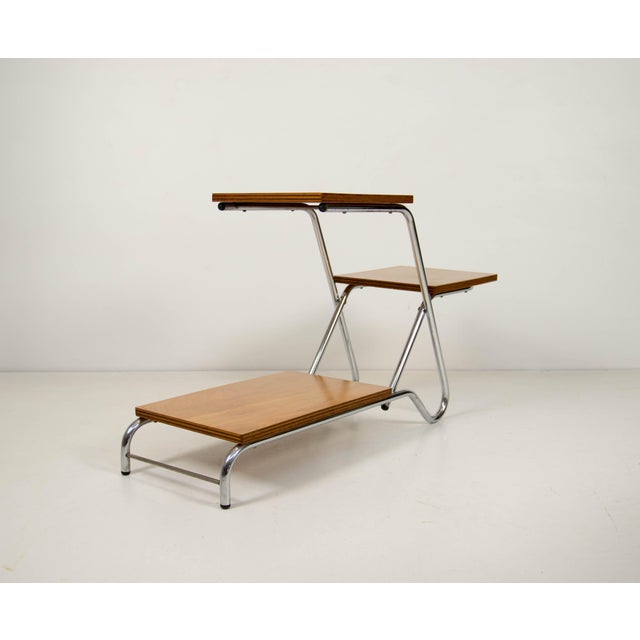 1960s Mid-Century Modern Flower Stand in Chrome and Plywood from Kovona, 1960s For Sale - Image 5 of 10