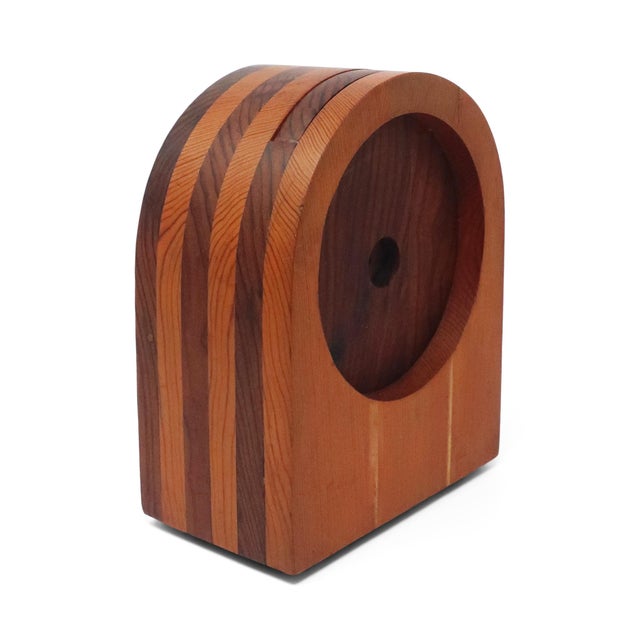 1970s Handcrafted Laminated Wood Desk Clock For Sale In New York - Image 6 of 10