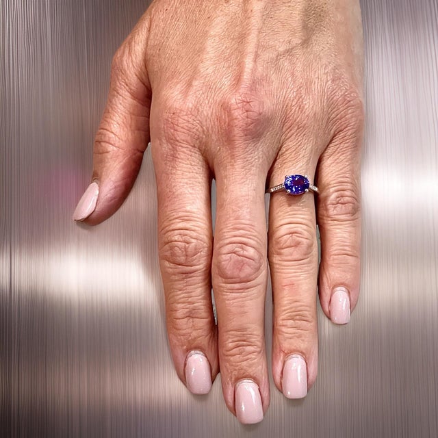 Natural Tanzanite Diamond Ring 6.5 14k WG 2.05 TCW Certified For Sale In New York - Image 6 of 12