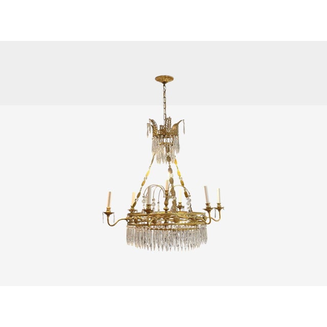 Neoclassical Neoclassical, Bronze, Crystal, Chandelier, Italy, 1950s For Sale - Image 3 of 9