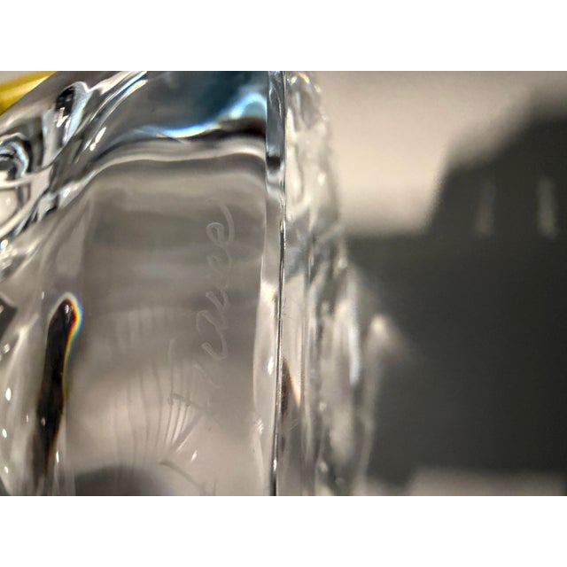 Glass Mid-Century Modernist Sculptural Crystal Candelabra Signed Daum From France For Sale - Image 7 of 9