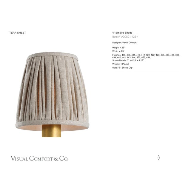 Visual Comfort Signature 4" Pleated Natural Linen Shade Designer: Visual Comfort Signature Height: 4.25" Base: Shade...