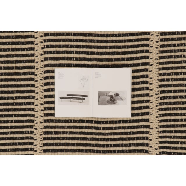 2020s Rug & Kilim Contemporary Rez Kilim Flatweave Rug With Black & Beige Stripes For Sale - Image 5 of 9