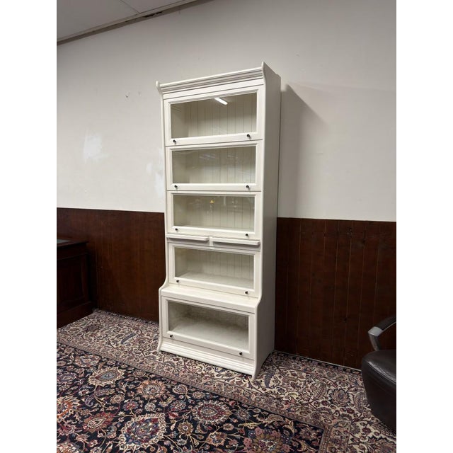 Rustic English White Bookcase from Globe Wernicke For Sale - Image 3 of 12