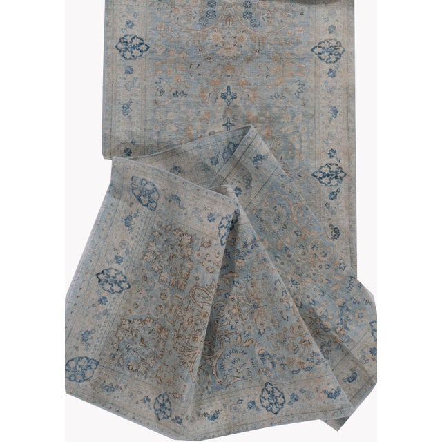 Antique Circa 1900 Blue Oversize Hand Knotted Wool Runner 2ft 9in X 23ft 6in For Sale - Image 9 of 10