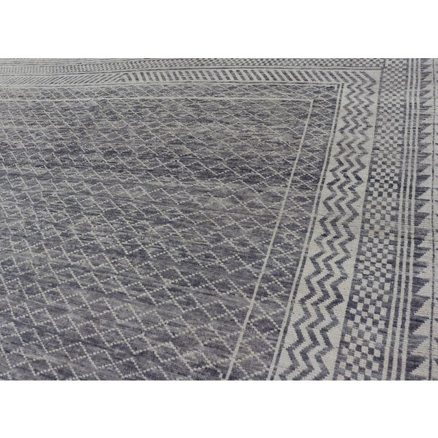 Gray Modern Piled Rug With All-Over Design by Keivan Woven Arts in Gray and Cream 10'1 X 12'0 For Sale - Image 8 of 12