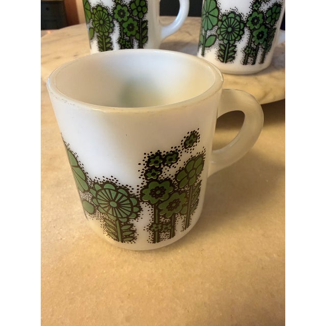 Vintage Hazel Atlas "Flower Power" Milk Glass Coffee Mugs '60s - Mid-Century Retro - Set of 4 For Sale - Image 14 of 17