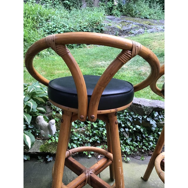 MidCentury Rattan Circle Back Swivel Bar Stools Set of 2 Chairish