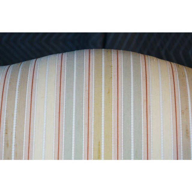 1980s Ethan Ellan Traditional Classics Queen Anne Maple Striped Library Wingback Chair For Sale - Image 6 of 18