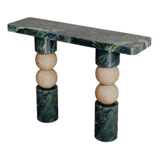 Stacked Spheres Green Marble Perle Console Table by Esther Knopfler For Sale