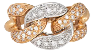 Giorgio Visconti Diamond Ring Estate 18k Yellow Gold Sz 5.5 Curb Link Band