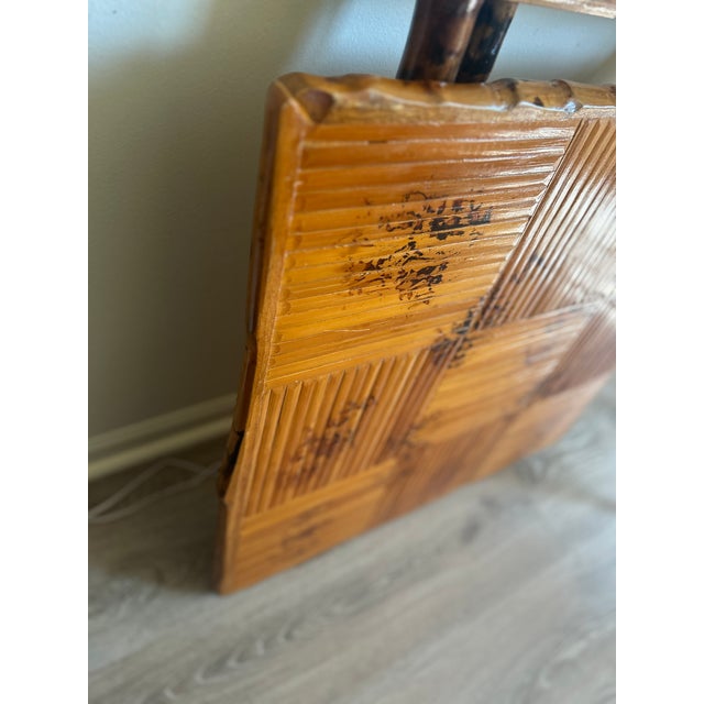 Vintage Handcrafted Square Tiger Bamboo Bistro Folding Game Center Table X-Base For Sale - Image 14 of 16