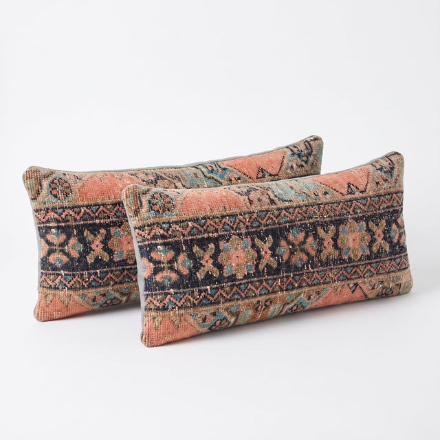 Mid-Century Modern Pink Oushak Rug Pillow Cover 12'' X 36'' - Set of Two For Sale - Image 3 of 4