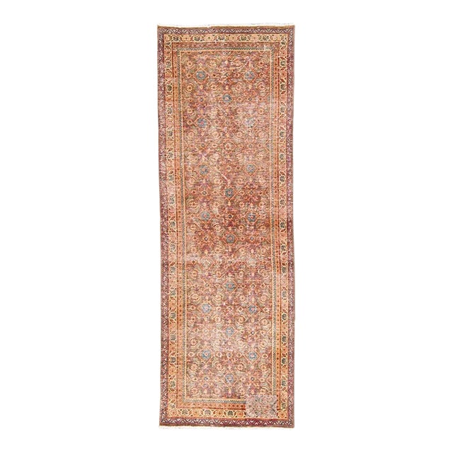 1960s Vintage Distressed Handmade All Over Peach Wool Runner For Sale