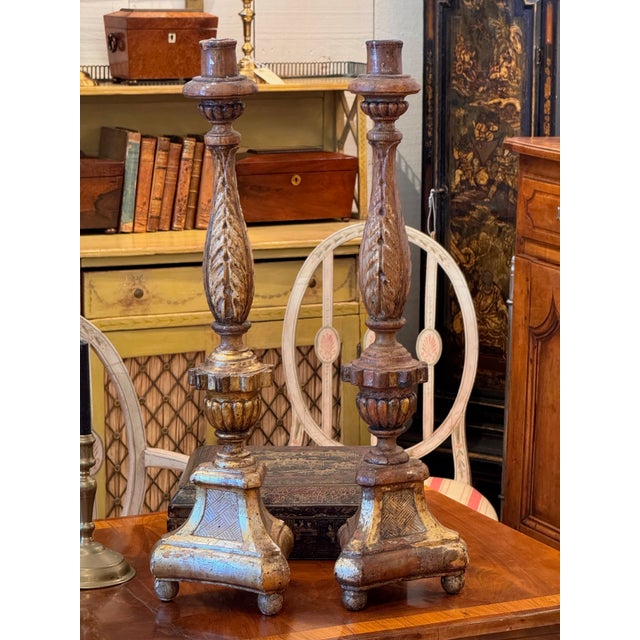 Italian 19th Century Silver Gilt Candlesticks For Sale - Image 3 of 16