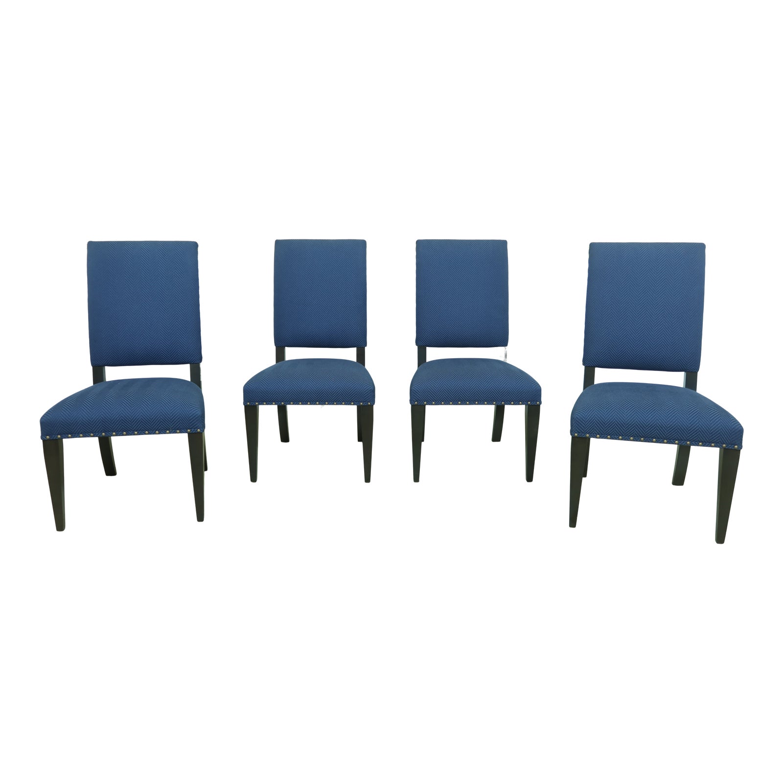 Set of 4 Ethan Allen Blue Upholstered Dining Chairs Chairish