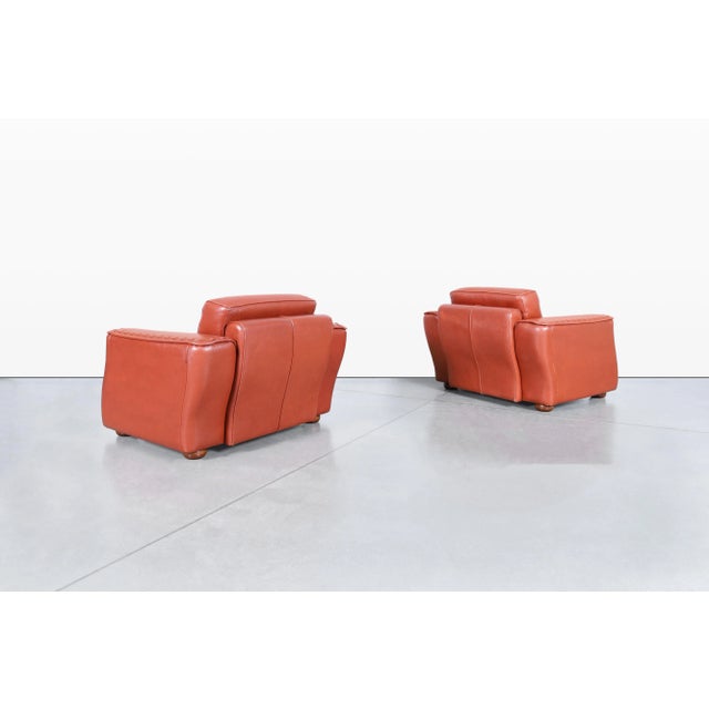 1980s Vintage Oversized Italian Leather Lounge Chairs by Formenti, 1980s For Sale - Image 5 of 12