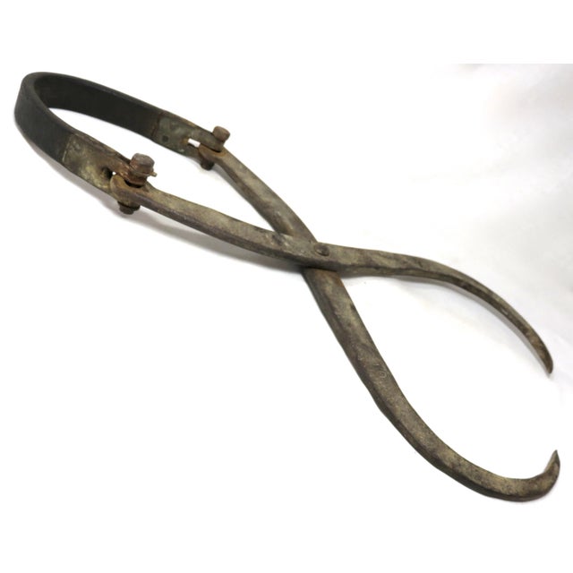 Antique Hand Wrought Iron Ice Truck Delivery Tongs For Sale - Image 4 of 6
