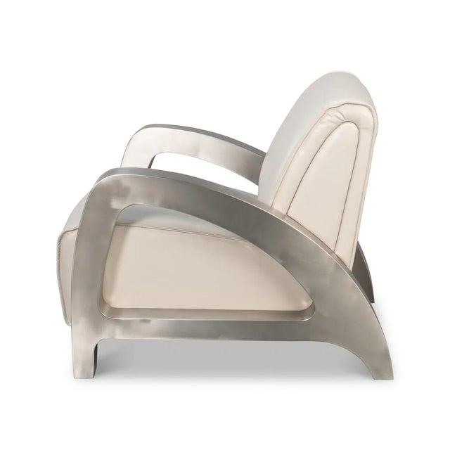 Industrial White Leather Armchair For Sale - Image 4 of 12