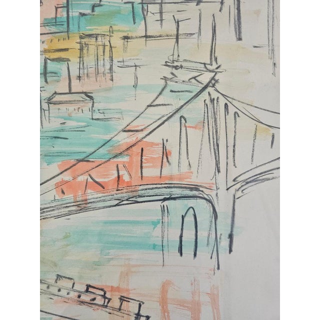 Modern A. Lukac, New York, 1956, Watercolor For Sale - Image 3 of 10