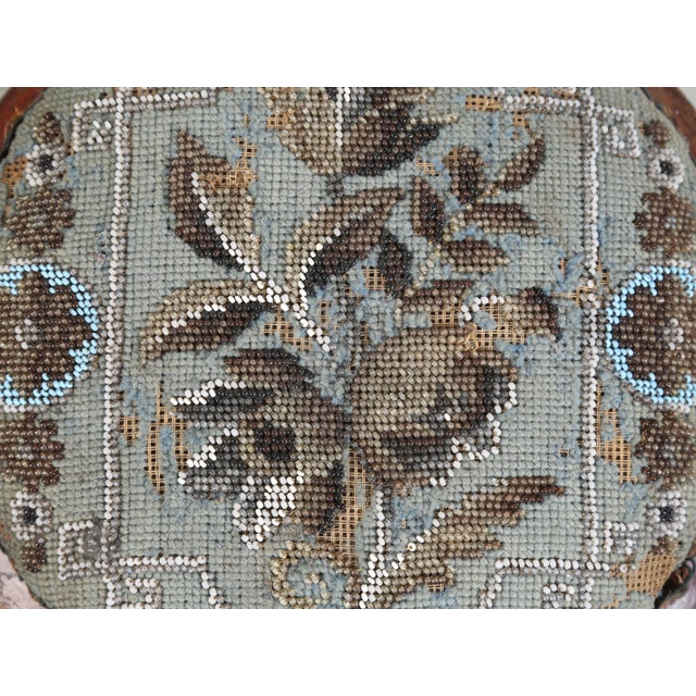 Antique Collection (3) English Beaded Needlepoint Ladies Ottoman or Footstools For Sale - Image 12 of 12