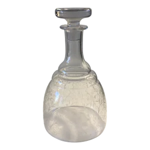 Baccarat Art Deco Engraved Crystal Carafe, Lulli, France Circa 1930s Signed