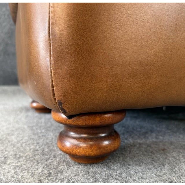 Brown Leather Club Chair and Ottoman For Sale - Image 16 of 18