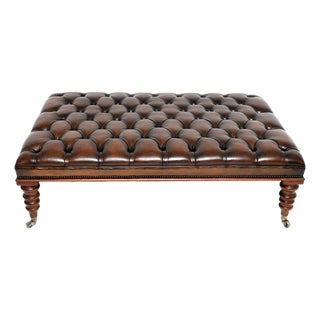 Large Antique Victorian Leather Coffee Table For Sale