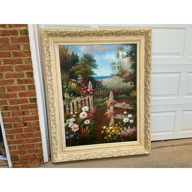 Paint Beautiful Large Vintage Painting For Sale - Image 7 of 7
