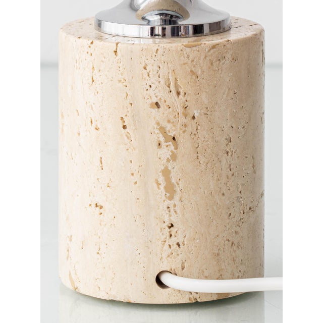 Vintage French Travertine and Chrome Table Lamp by Philippe Barbier, 1960s For Sale - Image 6 of 11