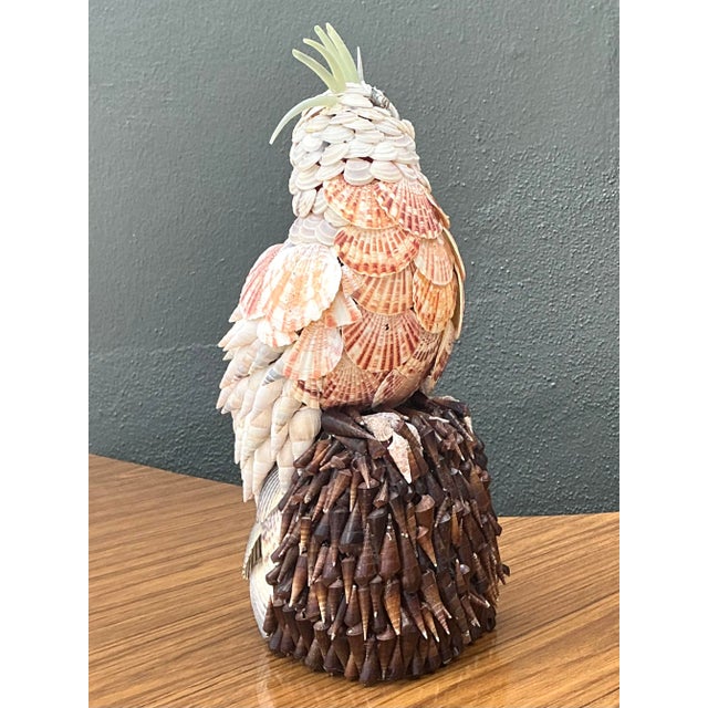 Wood Vintage Shell Encrusted Cockatoo For Sale - Image 7 of 12