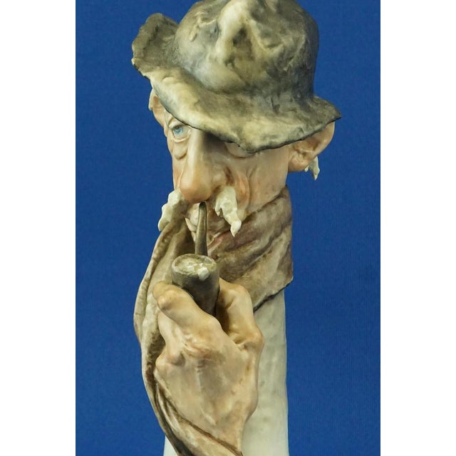 20th Century Ironic Bust of an Elderly Man with a Pipe by Giuseppe Cappè for Capodimonte, Italy, 1950s For Sale - Image 10 of 18