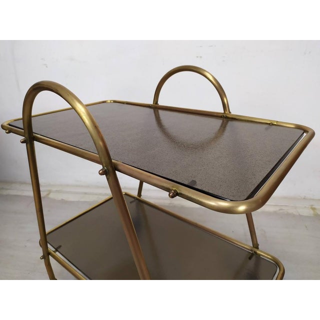 Vintage Brass Bar Trolley, 1950s For Sale - Image 12 of 15