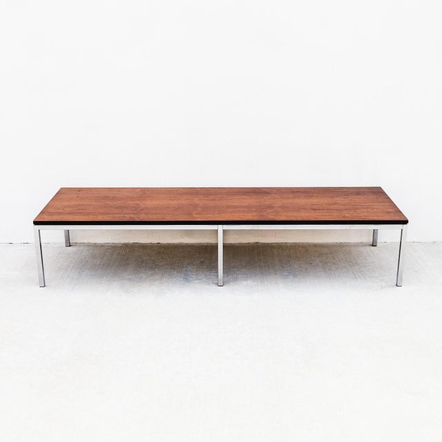 Vintage Florence Knoll Style Walnut & Chrome Bench by g.m. Proctor & Sons For Sale - Image 12 of 12