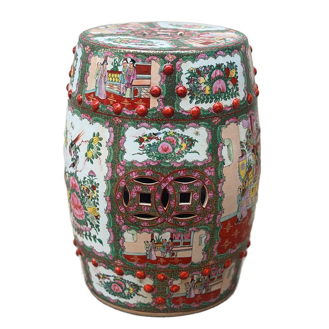 Ceramic Mid 20th Century Famille Rose / Rose Medallion Porcelain Garden Stool For Sale - Image 7 of 10