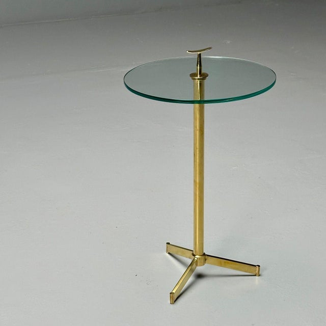 Italian Mid-Century Modern Style, Brass, Glass, Martini Side Tables, 21st C. For Sale - Image 4 of 9