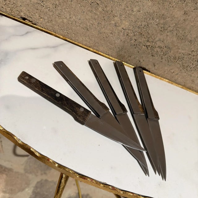 Vintage Vernco Hand Honed Hi CV Stainless Steel Japan Paring Knife Set 5 For Sale - Image 4 of 13