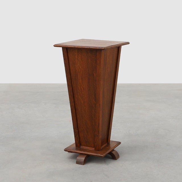 French Art Deco Geometric Oak Pedestal, 1925 For Sale - Image 12 of 12