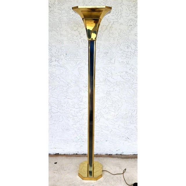 MCM Fredrick Raymond Style Brass & Chrome Floor Lamp For Sale - Image 9 of 16